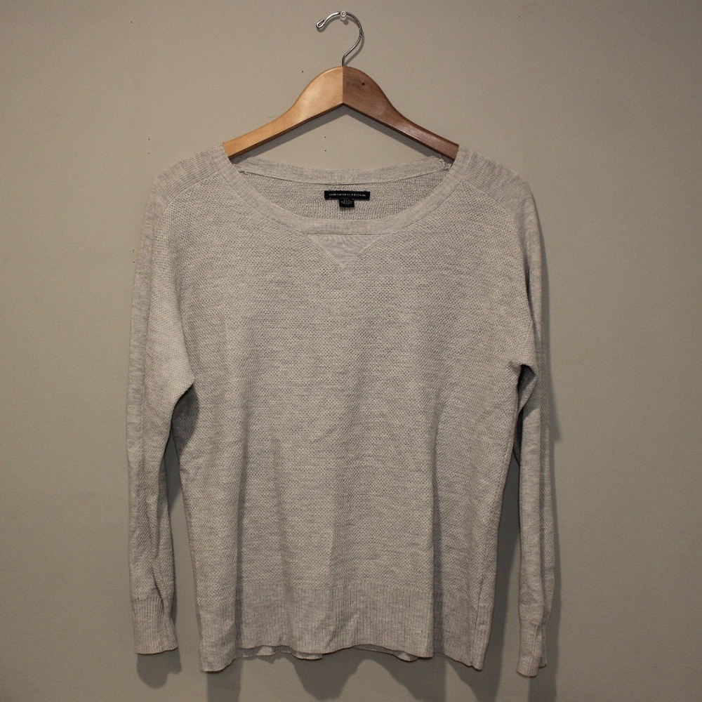 American Eagle Outfitters Light Gray Knit Sweater